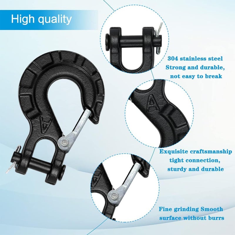 YSYONM Winch Hook Forged Steel Heavy Duty Clevis Slip Hook 5/16" Extreme Hook for Winch Cable Ropes (Black) - Image 3